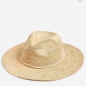 J. Crew M/L Wide-brim packable straw hat with pearls Bp-3085